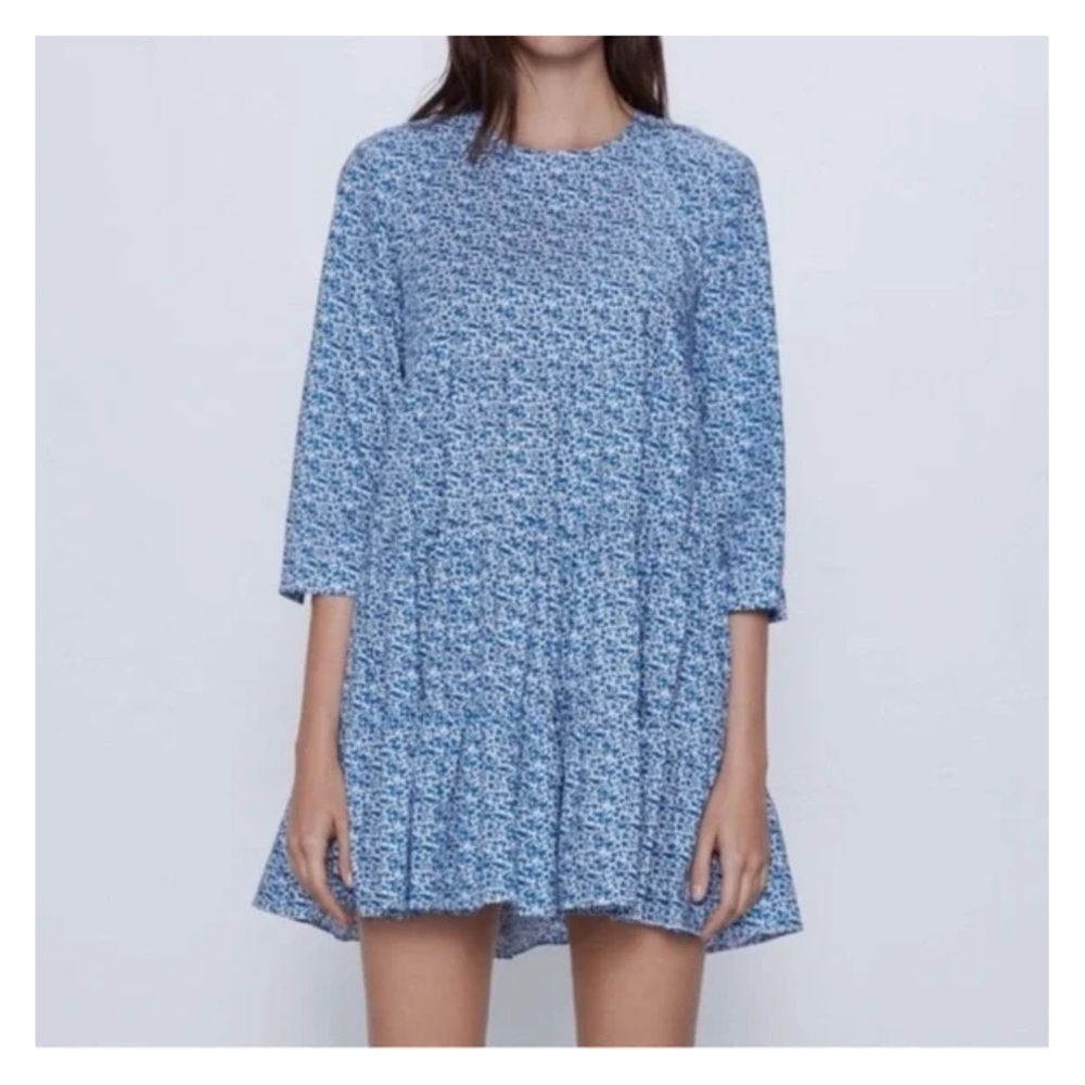 Zara Blue Patterned Mini Dress